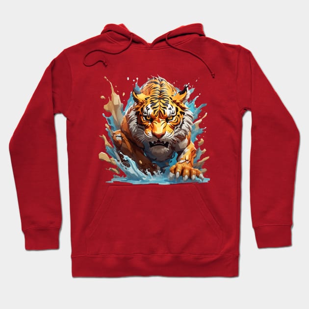 Angry Tiger: A Moment of Fearless Pursuit Hoodie by jemr